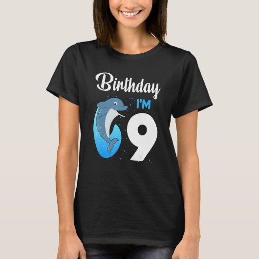 Dolphin Birthday 9 jaar oude Kinder jongens Dolphi T-shirt (Voorkant)