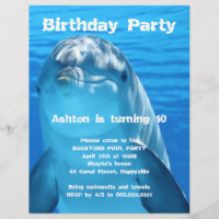 Dolphin Birthday Backyard Pool Party Invitation