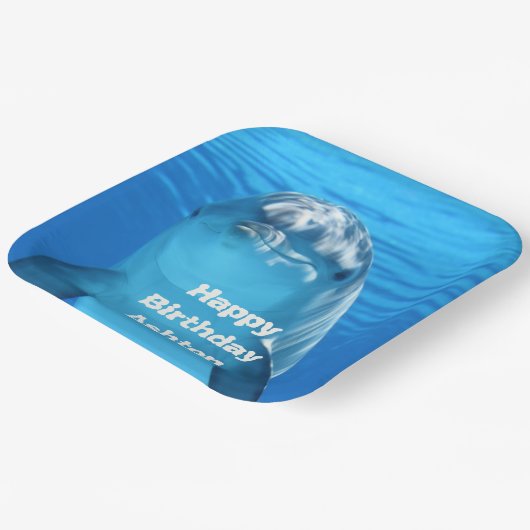 Dolphin Birthday Backyard Pool Party Papieren Bordje (Gebogen)