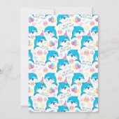 Dolphin Birthday Invitation in White Kaart (Achterkant)