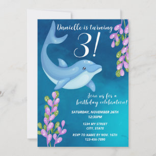 Dolphin Birthday Invitation Kaart