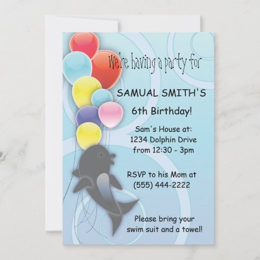 Dolphin Birthday Invitation Kaart (Voorkant)