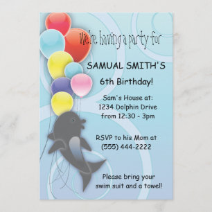 Dolphin Birthday Invitation Kaart