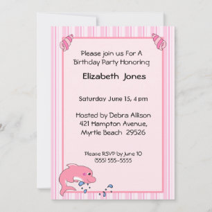 Dolphin Birthday Invitation Kaart