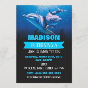 Dolphin Birthday Invitation Pool Party Invite Kaart
