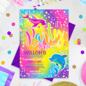 Dolphin Birthday Invitation Rainbow Dolphin Invite Kaart
