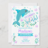 Dolphin Birthday Invitation / Swimming Pool Party Kaart (Voorkant)