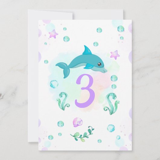 Dolphin Birthday Invitation / Swimming Pool Party Kaart (Achterkant)