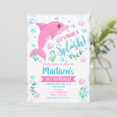 Dolphin Birthday Invitation / Swimming Pool Party Kaart (Staand voorkant)