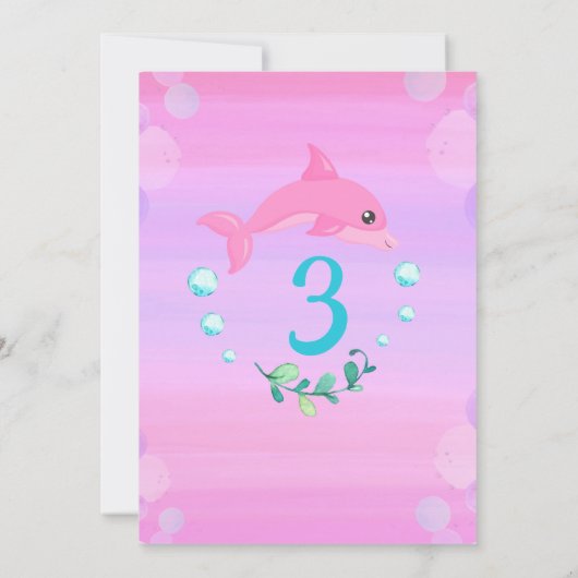 Dolphin Birthday Invitation / Swimming Pool Party Kaart (Achterkant)