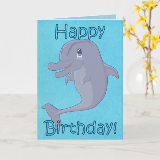 Dolphin Birthday Kaart (Gele Bloem)