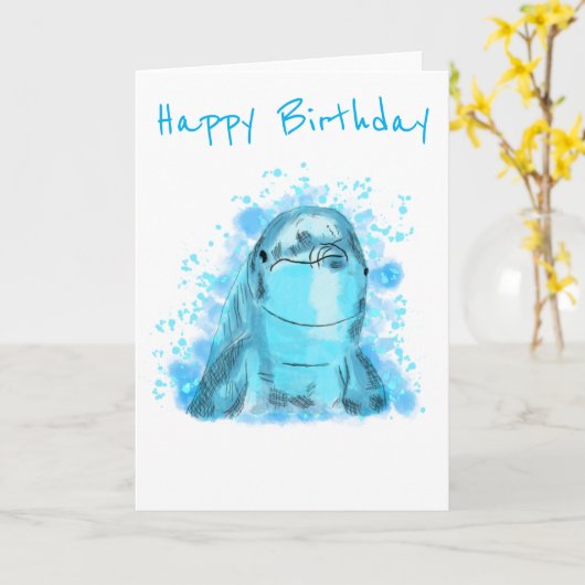 Dolphin Birthday Kaart (Gele Bloem)