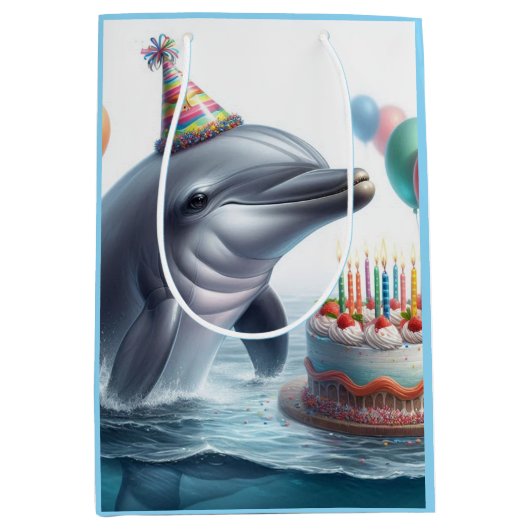 Dolphin Birthday Medium Cadeauzakje (Voorkant)