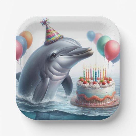 Dolphin Birthday Papieren Bordje (Voorkant)