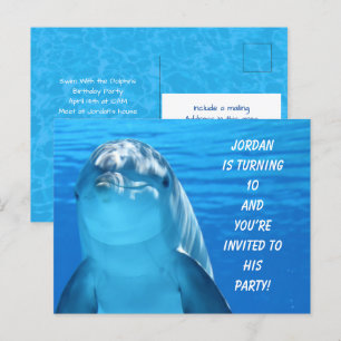 Dolphin Birthday Party Invitation Post Kaart