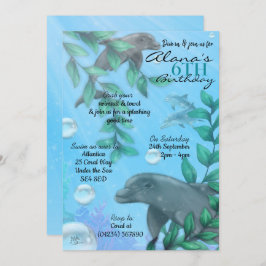 Dolphin Birthday Party Invitations Kaart