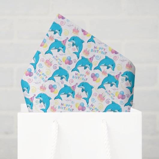 Dolphin Birthday Tissue Paper Tissuepapier (Cadeauzakje)