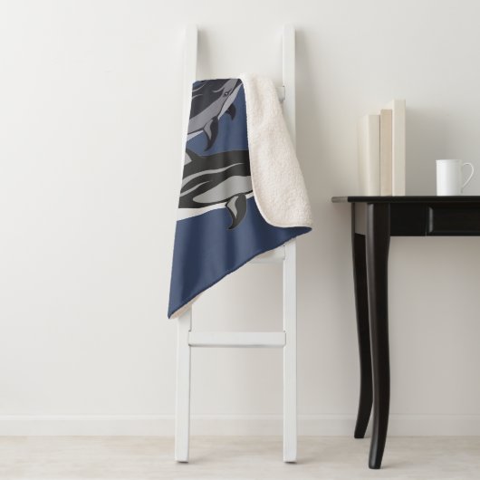 Dolphin Blanket White Sided Dolphin Sherpa Blanket Sherpa Deken (In situ)