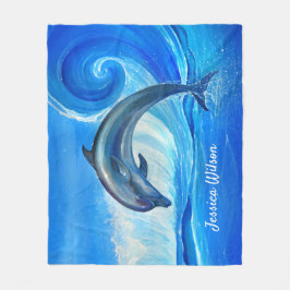Dolphin Blankets | Blauwe oceaangolven Fleece Deken