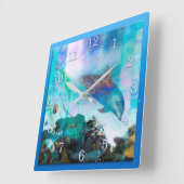 DOLPHIN BLUE OCEAN DIVERS VIERKANTE KLOK (Hoek)