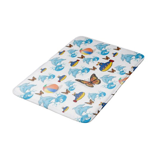 Dolphin Butterfly Bathroom Bath Mat. Badmat (Gekanteld)