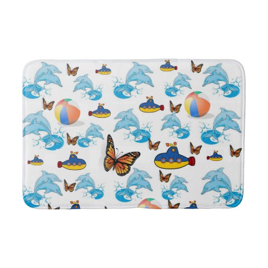 Dolphin Butterfly Bathroom Bath Mat. Badmat (Voorkant)