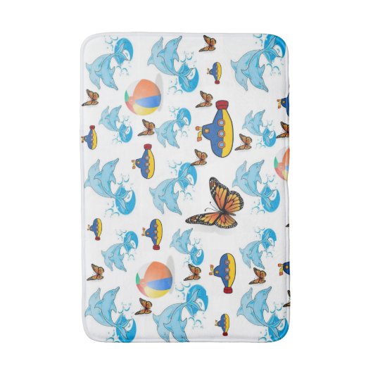 Dolphin Butterfly Bathroom Bath Mat. Badmat (Voorkant Verticaal)