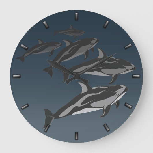 Dolphin Clock Pacific White Sided Dolphin Clock Grote Klok (Voorkant)