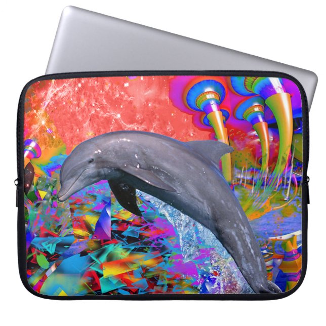 Dolphin Color Splash Laptop Sleeve (Voorkant)