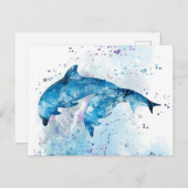 Dolphin Colorful Art Design | Dolphin Lover Aankondigingskaart (Voorkant / Achterkant)