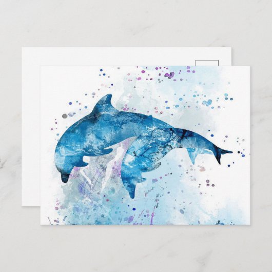 Dolphin Colorful Art Design | Dolphin Lover Aankondigingskaart (Voorkant / Achterkant)