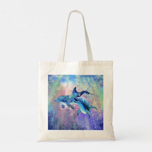 Dolphin Couple Canvas tas Family (Achterkant)
