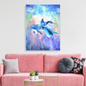 Dolphin Couple - Happy - Canvas Afdruk (Insitu (Woonkamer))