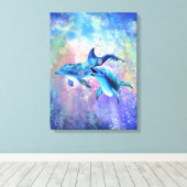 Dolphin Couple - Happy - Canvas Afdruk (Insitu (Houten vloer))