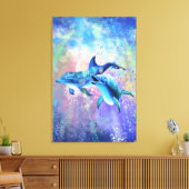 Dolphin Couple - Happy - Canvas Afdruk (Insitu (Woonkamer))