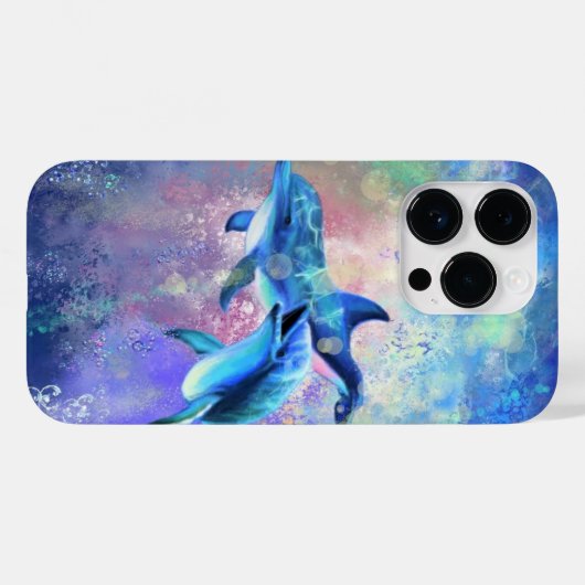Dolphin Couple Happy Family Dolphins Blue Case-Mate iPhone Case (Achterkant (horizontaal))