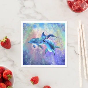 Dolphin Couple Napkins Happy Family Servet
