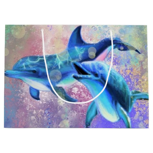 Dolphin Couple - Prachtig Groot Cadeauzakje (Voorkant)