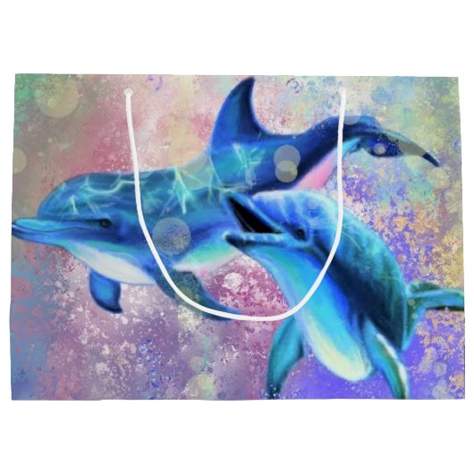 Dolphin Couple - Prachtig Groot Cadeauzakje (Achterkant)