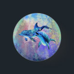 Dolphin Couple - Prachtig Ronde Button 3,2 Cm<br><div class="desc">Dolphin Couple</div>