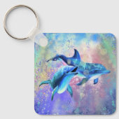 Dolphin Couple - Schilderen  Sleutelhanger (Voorkant)