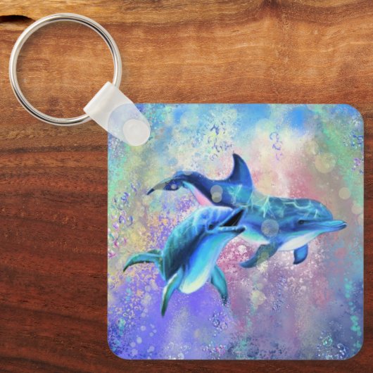 Dolphin Couple - Schilderen  Sleutelhanger (Voorkant)
