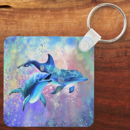Dolphin Couple - Schilderen  Sleutelhanger (Achterkant)