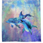 Dolphin Couple Shower Curtain Happy Family Douchegordijn (Voorkant)