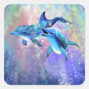 Dolphin Couple Sticker Happy Family - Schilderen
