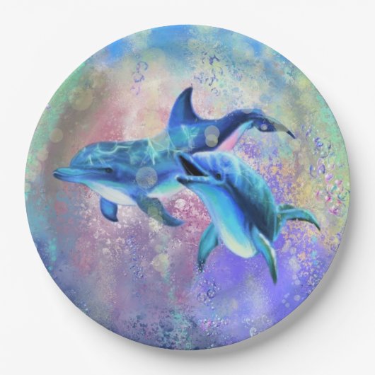 Dolphin Couple - Voeg uw Afbeelding/tekst toe Papieren Bordje (Voorkant)