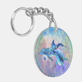 Dolphin Couple - Voeg uw Afbeelding/tekst toe Sleutelhanger (Voorkant Links)