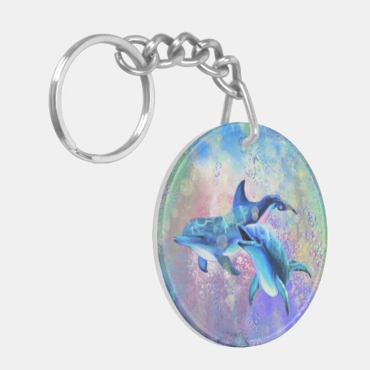 Dolphin Couple - Voeg uw Afbeelding/tekst toe Sleutelhanger (Voorkant Links)
