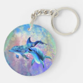 Dolphin Couple - Voeg uw Afbeelding/tekst toe Sleutelhanger (Achterkant)