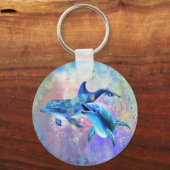 Dolphin Couple - Voeg uw Afbeelding/tekst toe Sleutelhanger (Voorkant)